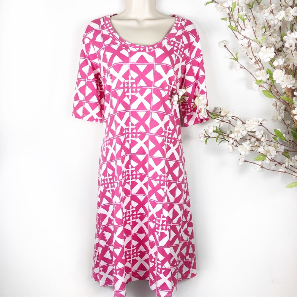 Mahi Gold Pink White Parade Print Bimini Dress